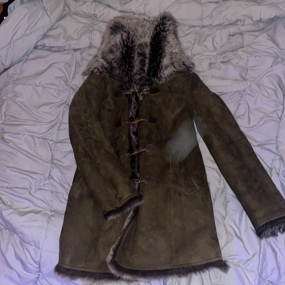 Cole Haan Leather Fur Coat